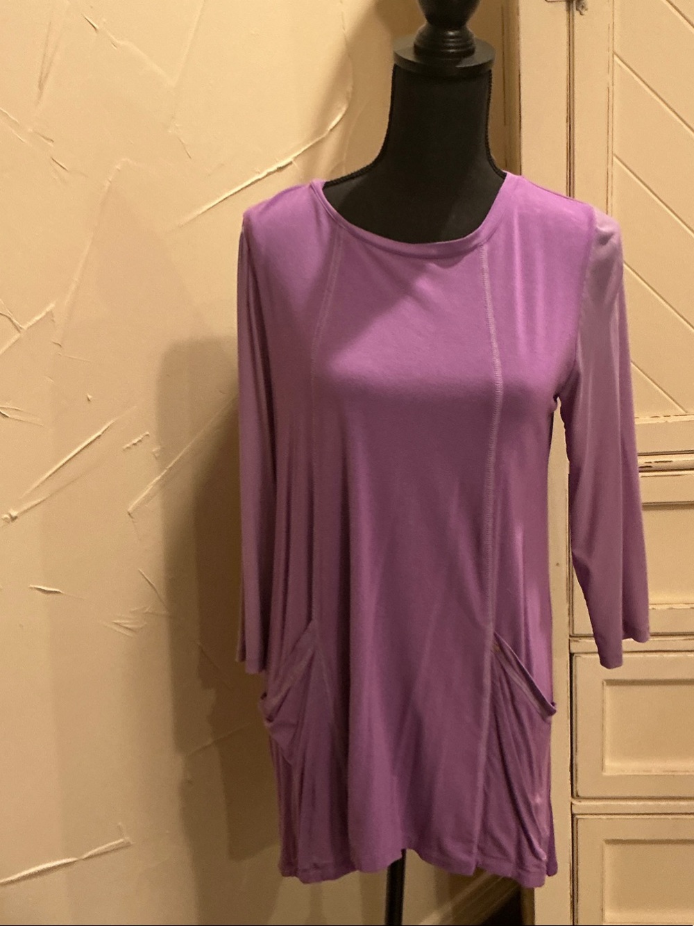 LOGO by Lori Goldstein Lavender Lilac Long-Sleeve Tunic Top